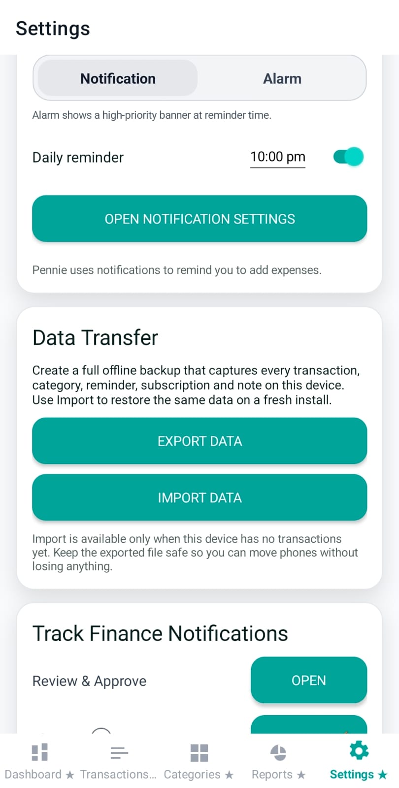 Data transfer card with export/import or upsell