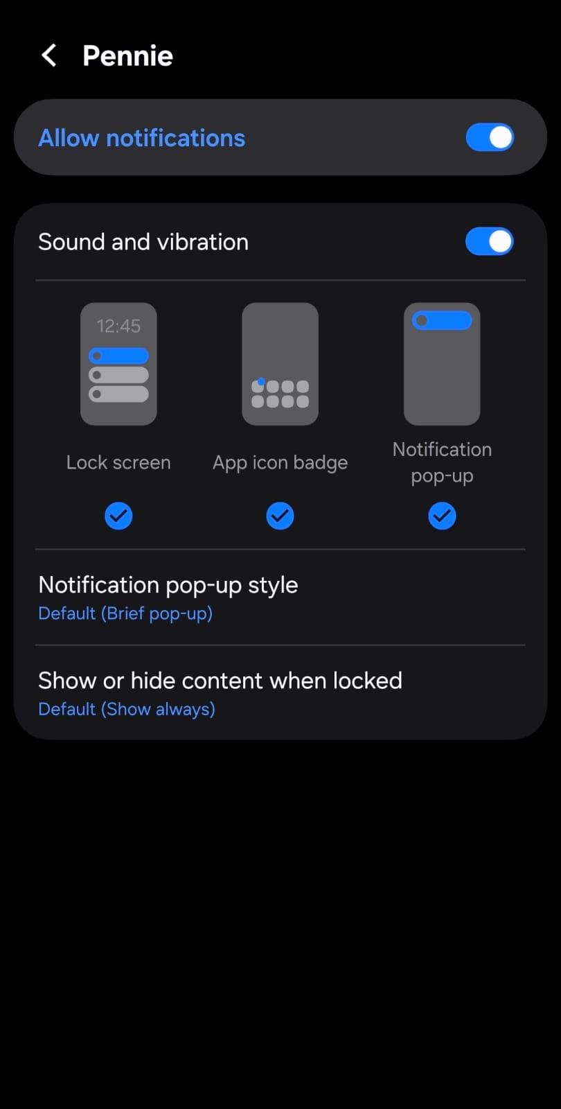 Open Notification Settings button