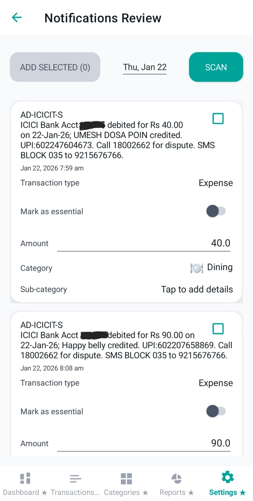 A staged notification item with editable fields