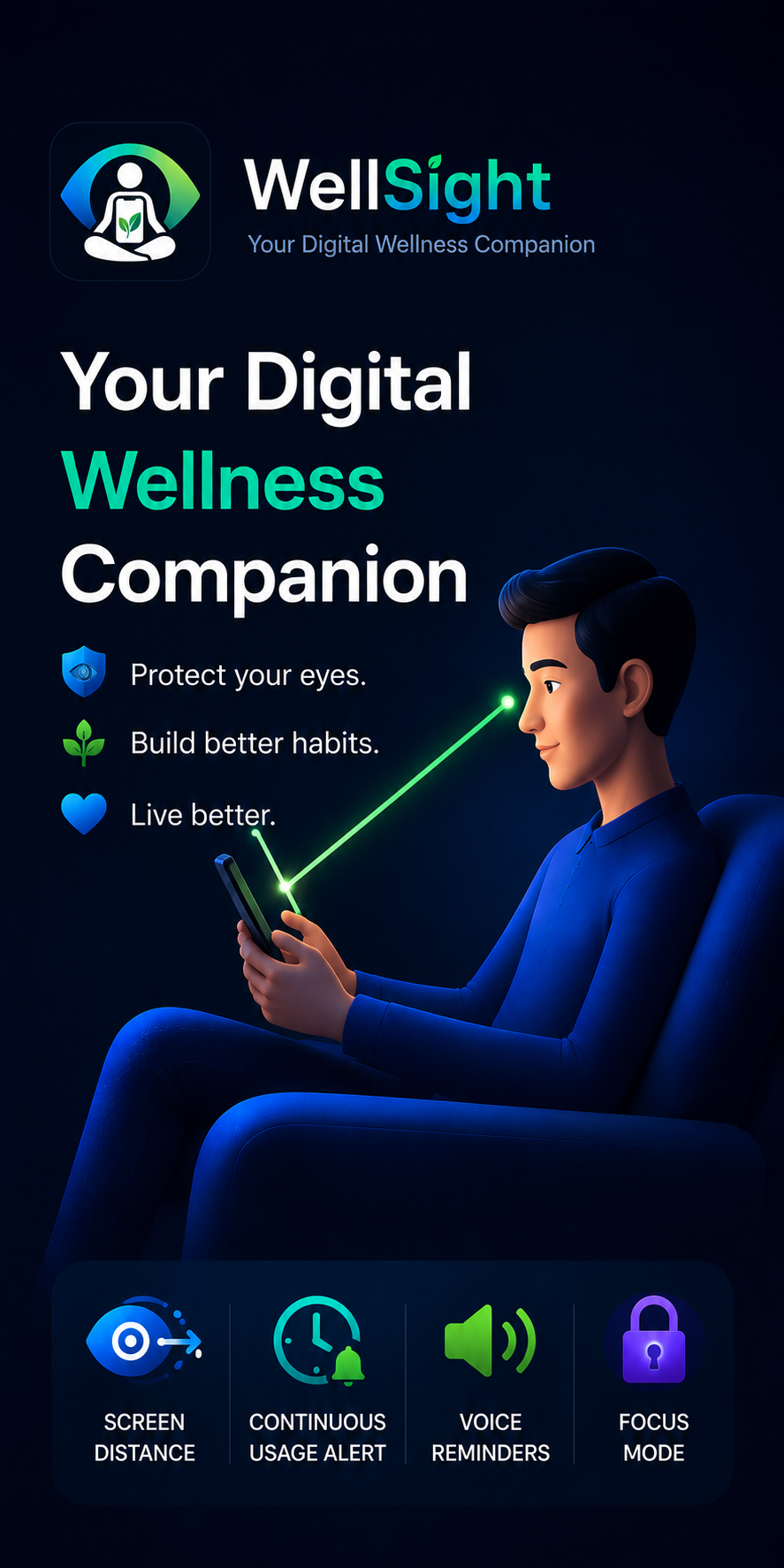 WellSight hero visual showing digital wellness features