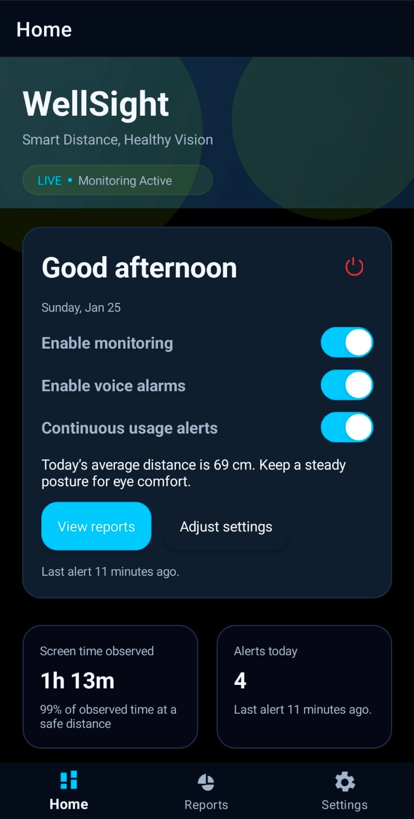 WellSight Home screen placeholder
